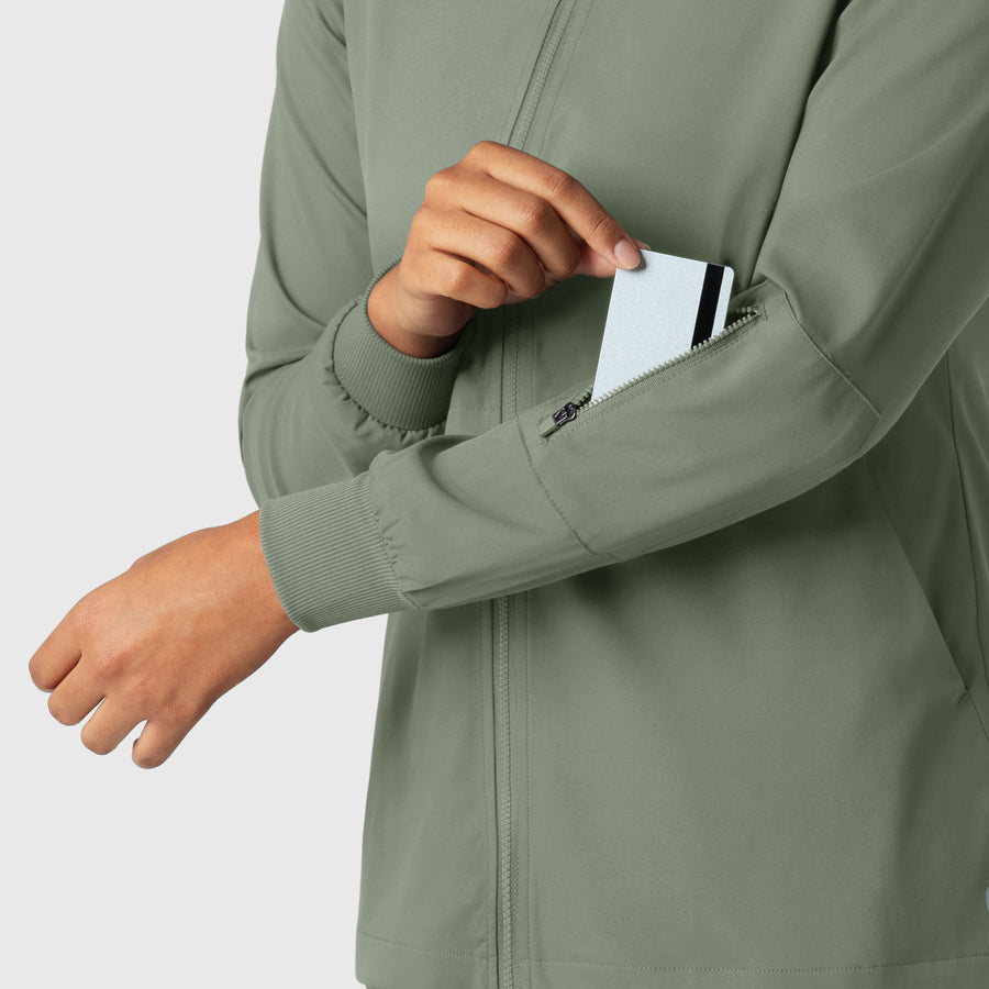 Boundless Women's Warm Up Jacket Sage side detail 2