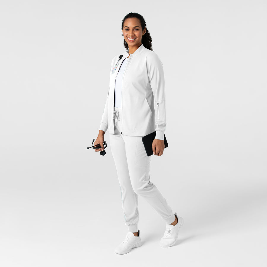 Boundless Women's Warm Up Jacket White full scrub set