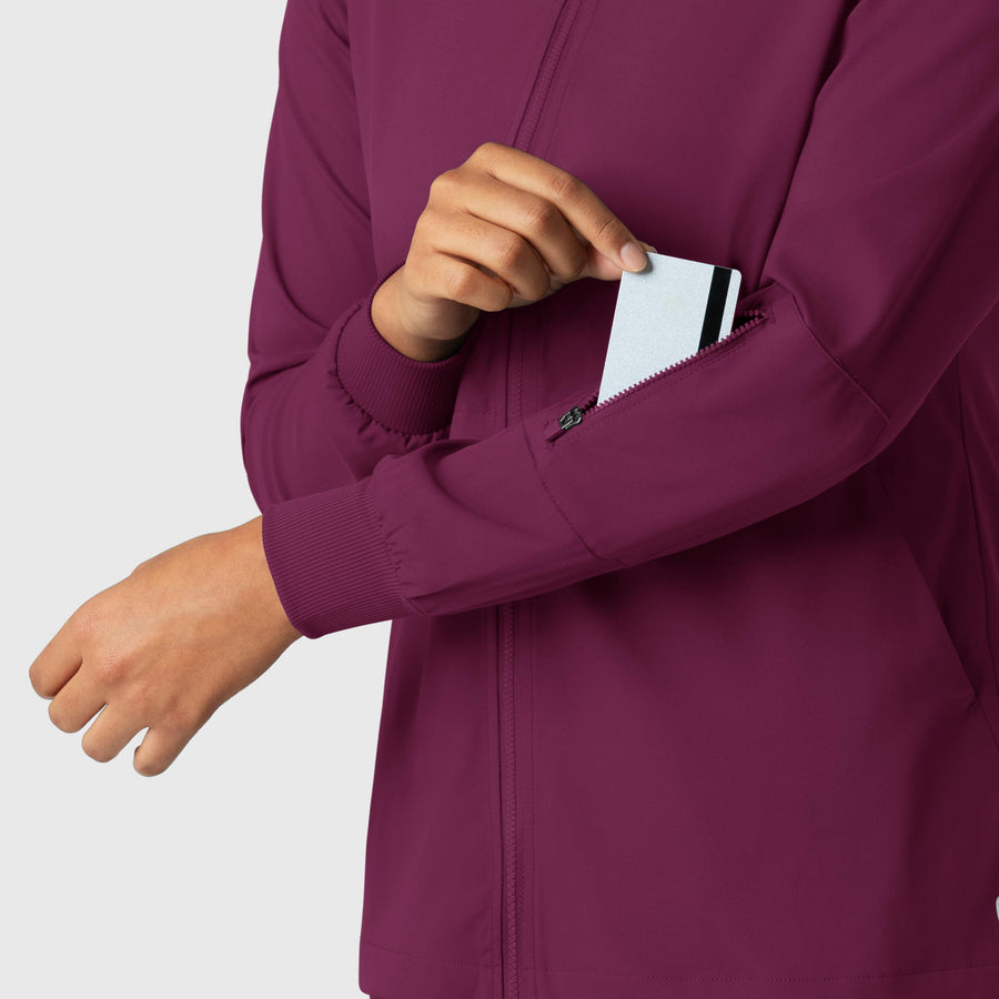 Boundless Women's Warm Up Jacket Wine side detail 2