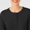 W123 Women's Crew Neck Warm Up Jacket Black front detail