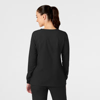 W123 Women's Crew Neck Warm Up Jacket Black back view