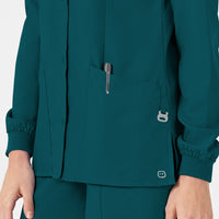 W123 Women's Crew Neck Warm Up Jacket Caribbean Blue side detail 2