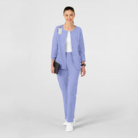 W123 Women's Crew Neck Warm Up Jacket Ceil Blue scrub set