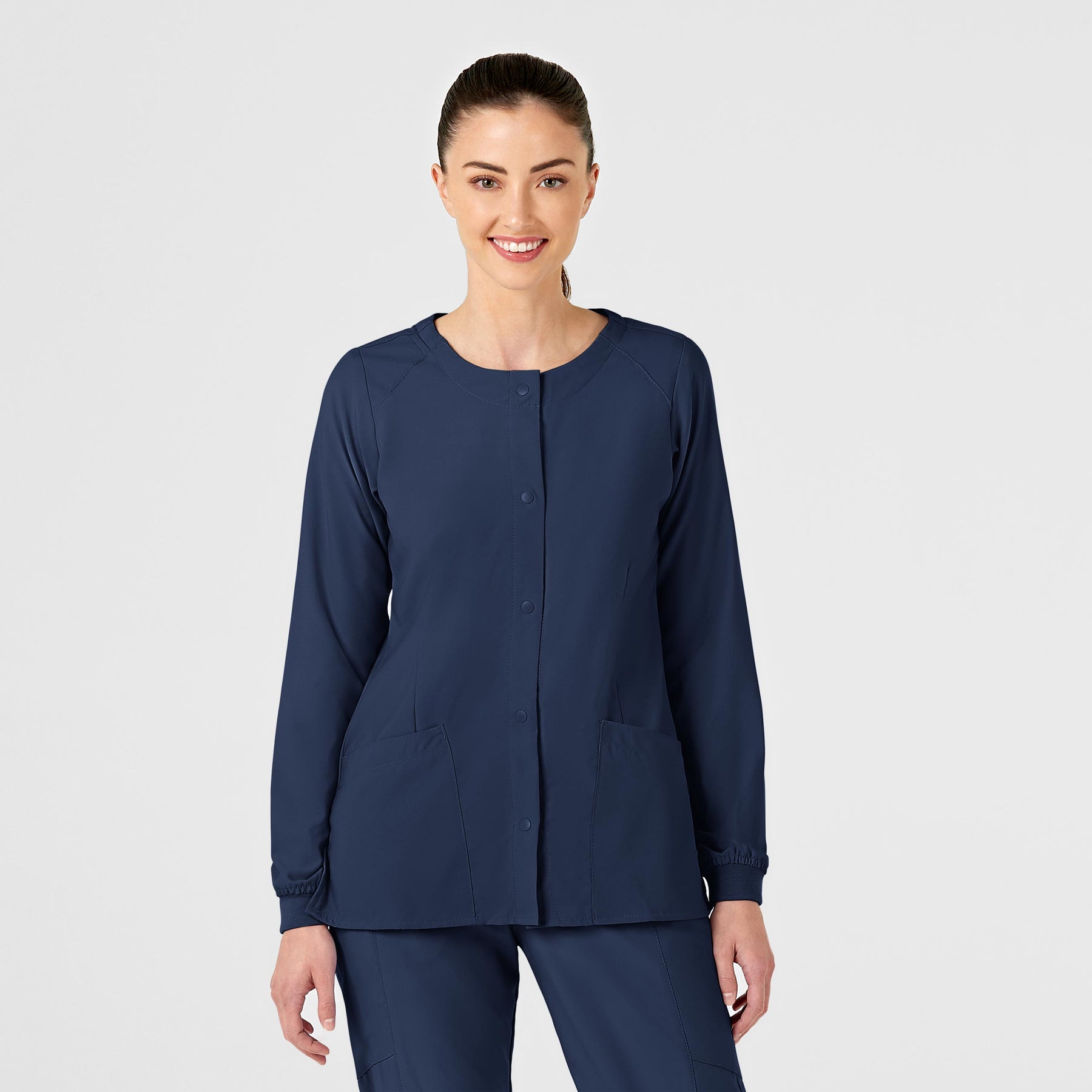 Wink W123 Women's Crew Neck Warm Up Jacket Navy