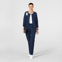 W123 Women's Crew Neck Warm Up Jacket Navy scrub set