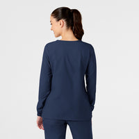 W123 Women's Crew Neck Warm Up Jacket Navy back view