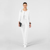 W123 Women's Crew Neck Warm Up Jacket White scrub set