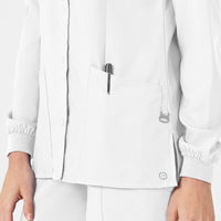 W123 Women's Crew Neck Warm Up Jacket White side detail 2