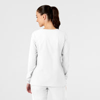 W123 Women's Crew Neck Warm Up Jacket White back view