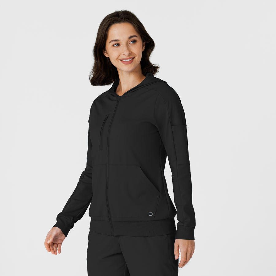 RENEW Knit Women’s Zip Hoodie Black side view
