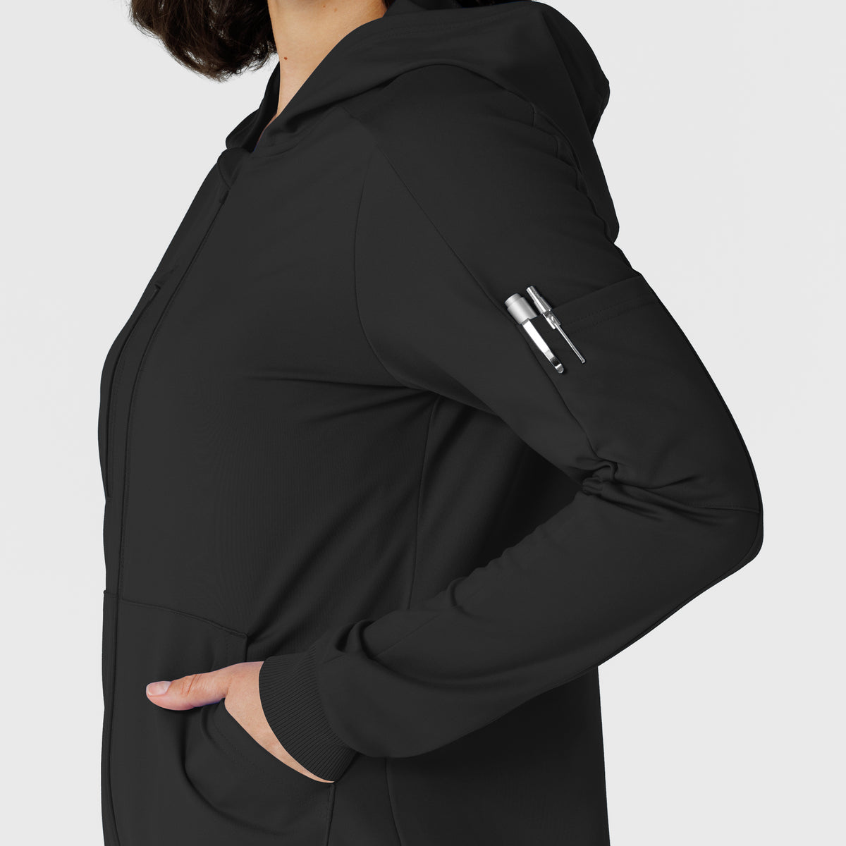 RENEW Knit Women’s Zip Hoodie Black back detail