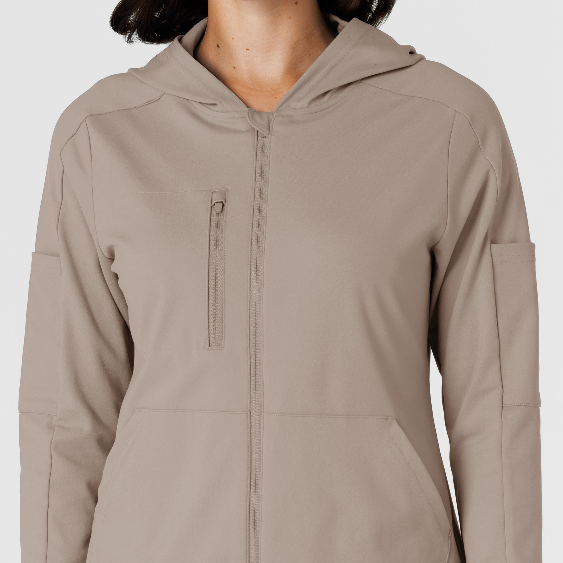 RENEW Knit Women’s Zip Hoodie Haze front detail