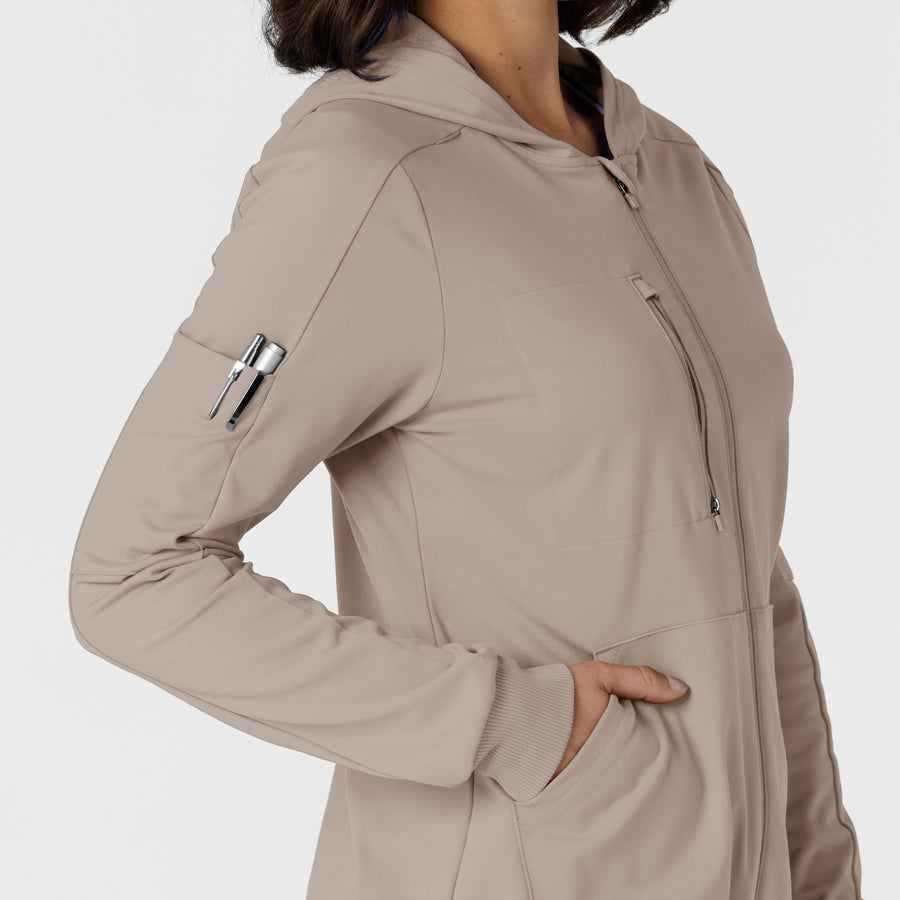 RENEW Knit Women’s Zip Hoodie Haze side detail 2