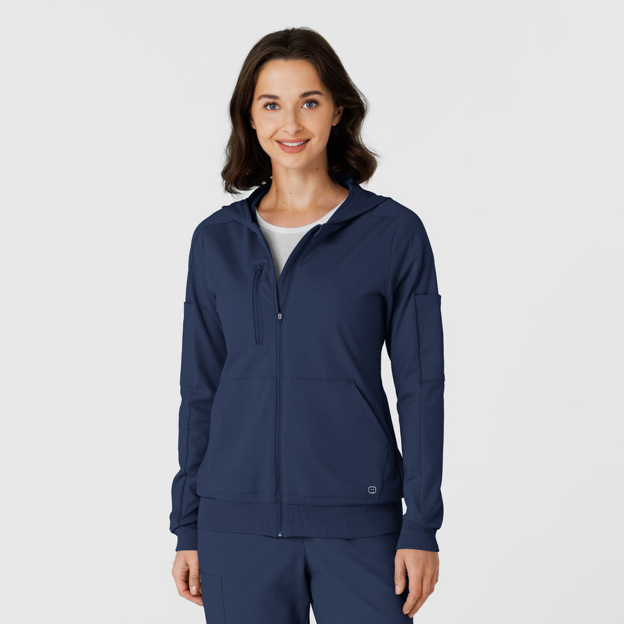 RENEW Knit Women’s Zip Scrub Hoodie Navy