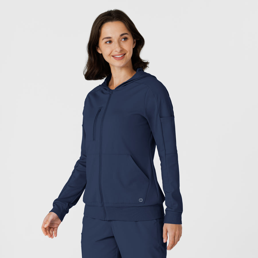 RENEW Knit Women’s Zip Hoodie Navy side view