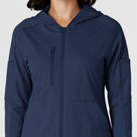 RENEW Knit Women’s Zip Hoodie Navy front detail
