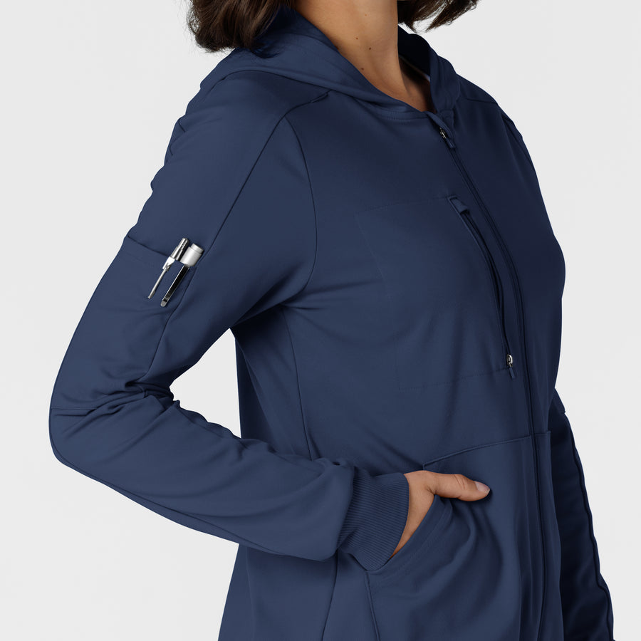 RENEW Knit Women’s Zip Hoodie Navy side detail 2