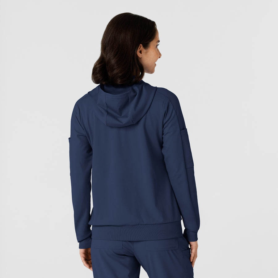 RENEW Knit Women’s Zip Hoodie Navy back view