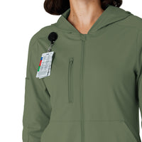 RENEW Knit Women’s Zip Hoodie Olive side detail 1
