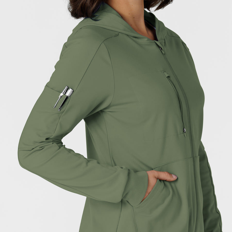 RENEW Knit Women’s Zip Hoodie Olive side detail 2