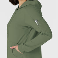 RENEW Knit Women’s Zip Hoodie Olive back detail
