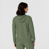 RENEW Knit Women’s Zip Hoodie Olive back view
