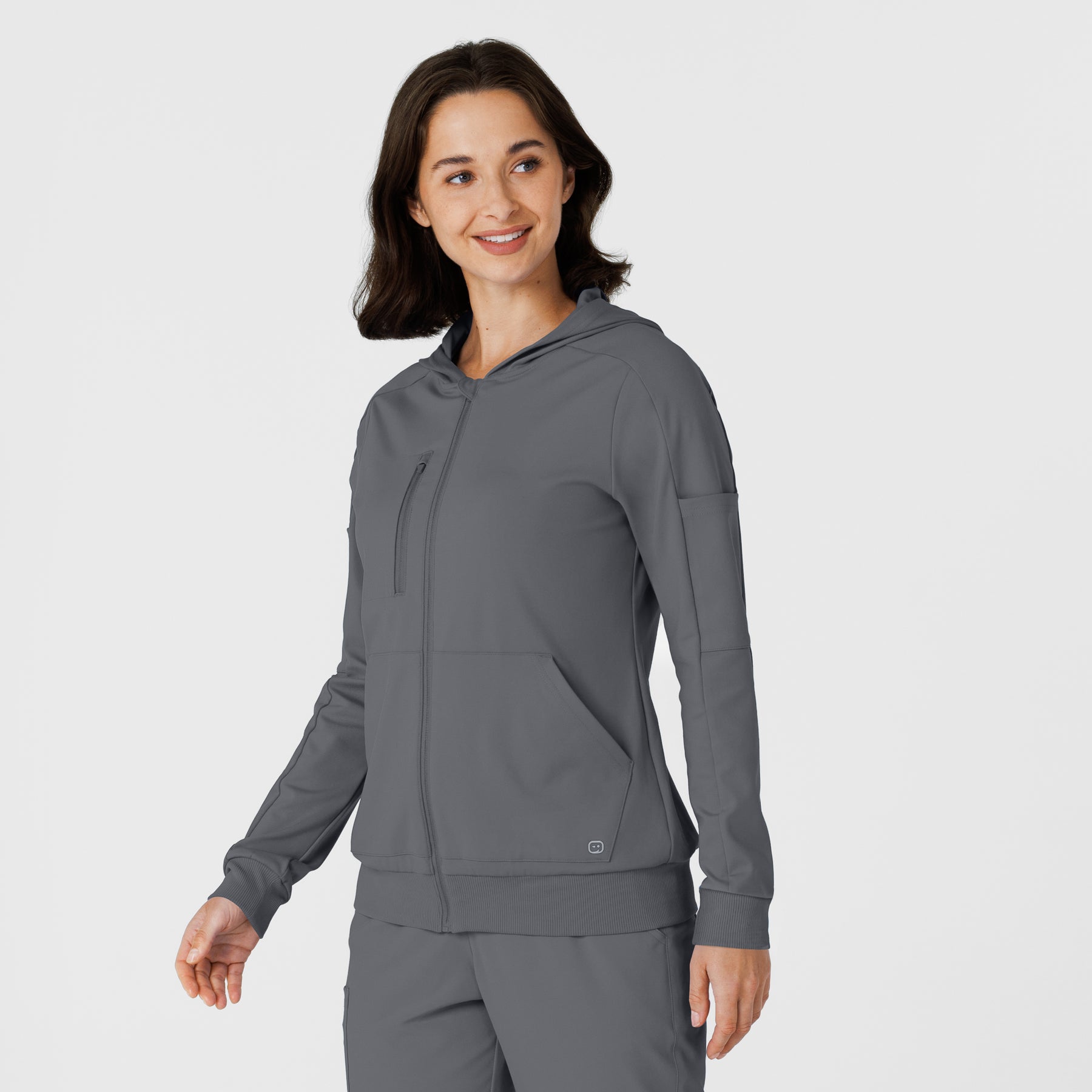 RENEW Knit Women’s Zip Hoodie Pewter side view