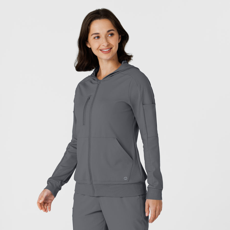 RENEW Knit Women’s Zip Hoodie Pewter side view
