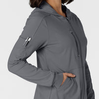 RENEW Knit Women’s Zip Hoodie Pewter side detail 2