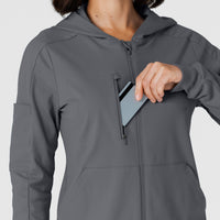 RENEW Knit Women’s Zip Hoodie Pewter hemline detail