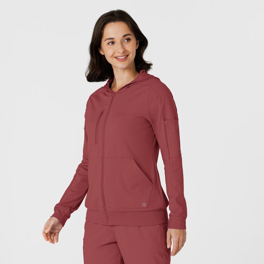 RENEW Knit Women’s Zip Hoodie Ruby side view