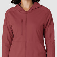 RENEW Knit Women’s Zip Hoodie Ruby front detail