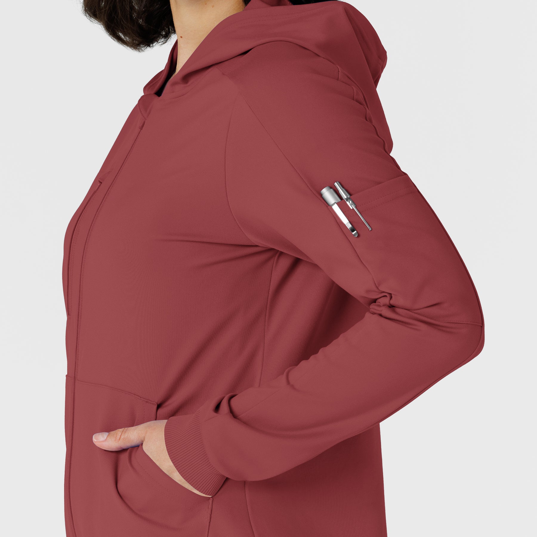 RENEW Knit Women’s Zip Hoodie Ruby back detail