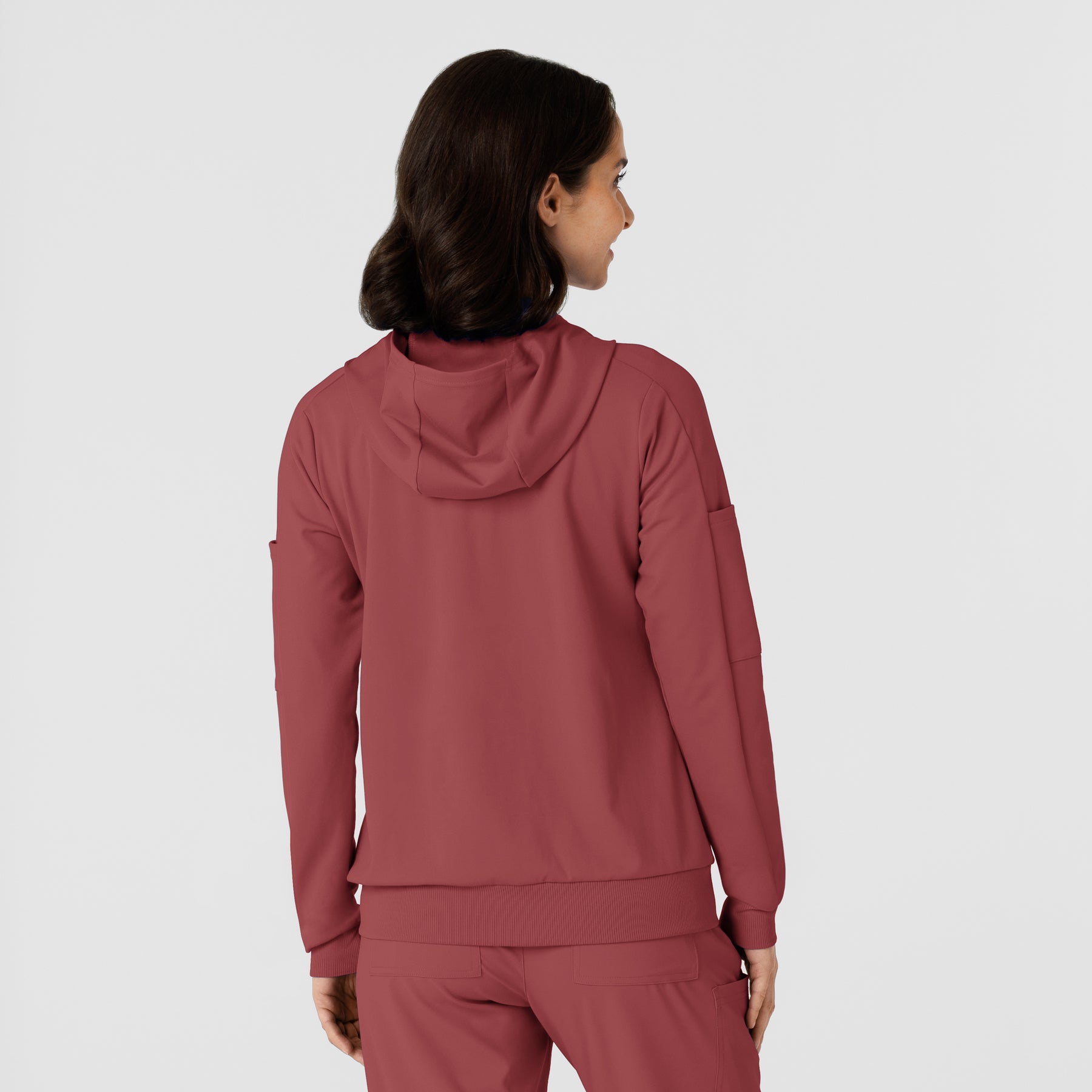 RENEW Knit Women’s Zip Hoodie Ruby back view