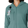 RENEW Knit Women’s Zip Hoodie Vintage Teal side detail 1