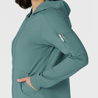 RENEW Knit Women’s Zip Hoodie Vintage Teal back detail