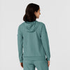 RENEW Knit Women’s Zip Hoodie Vintage Teal back view