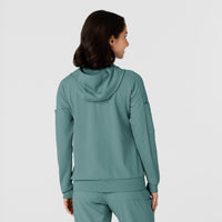 RENEW Knit Women’s Zip Hoodie Vintage Teal back view