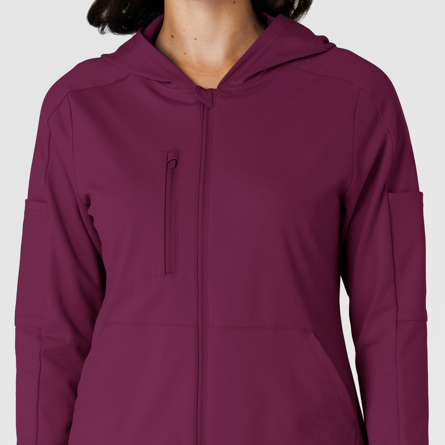 RENEW Knit Women’s Zip Hoodie Wine front detail