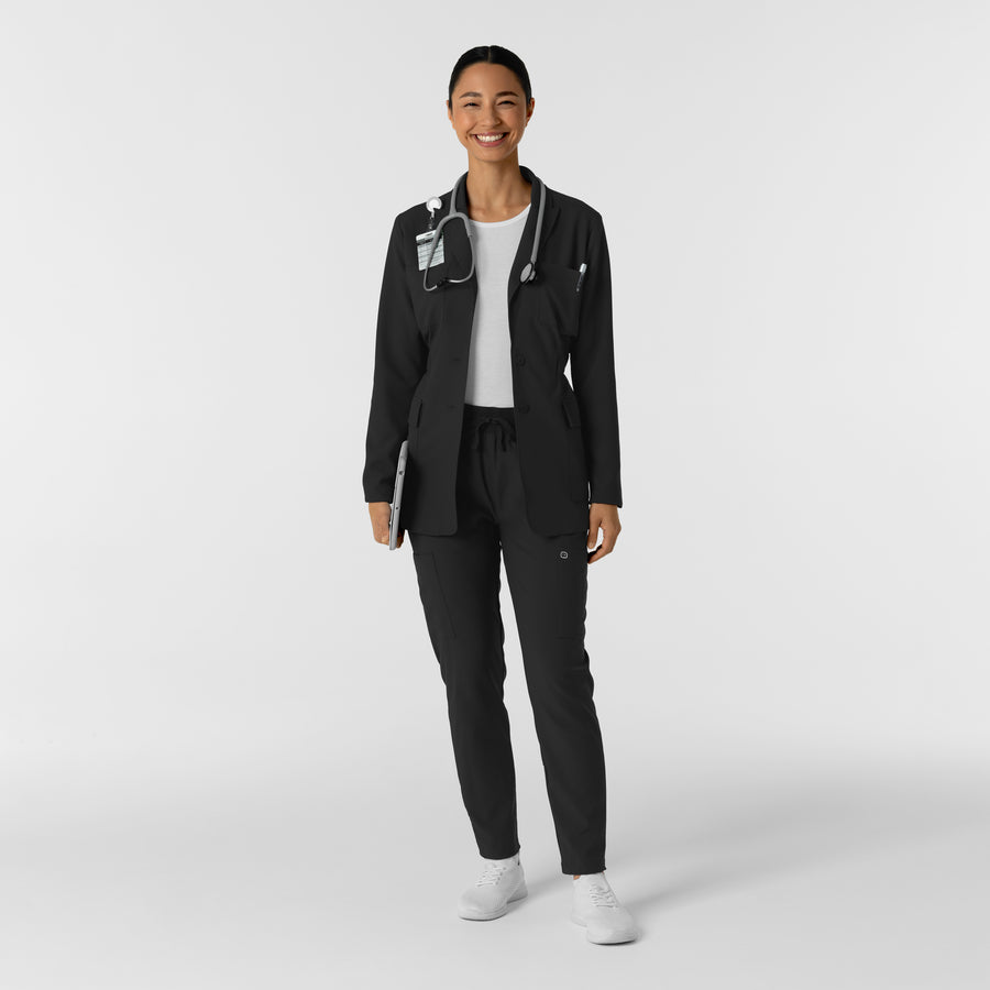 Layers Women's Blazer Short Lab Coat Black full scrub set