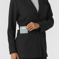 Layers Women's Blazer Short Lab Coat Black hemline detail