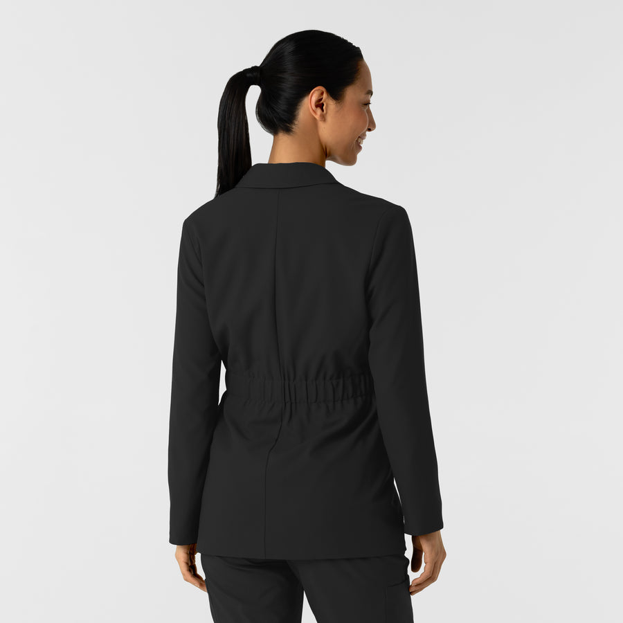 Layers Women's Blazer Short Lab Coat Black back view
