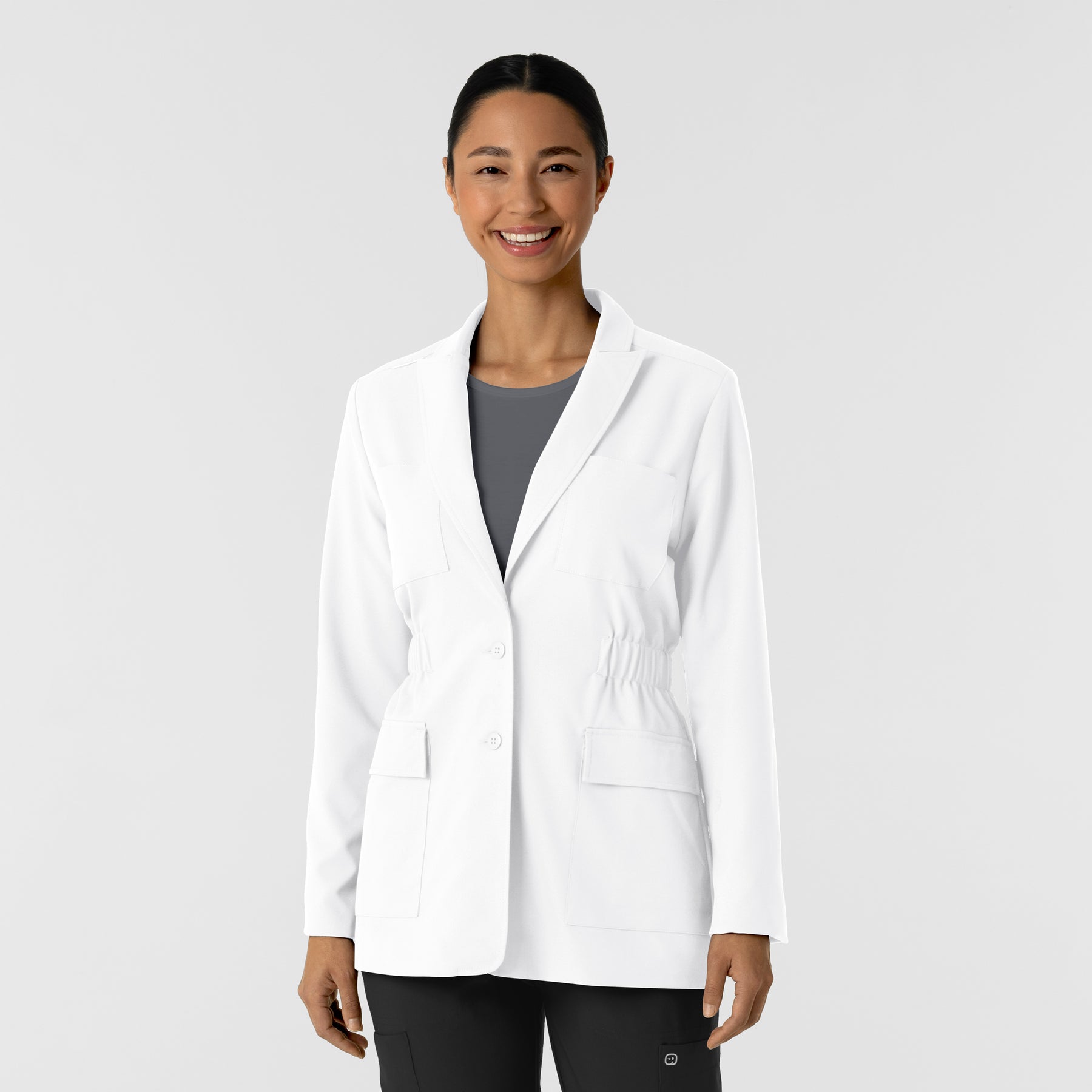 Layers Women's Blazer Short Lab Coat White