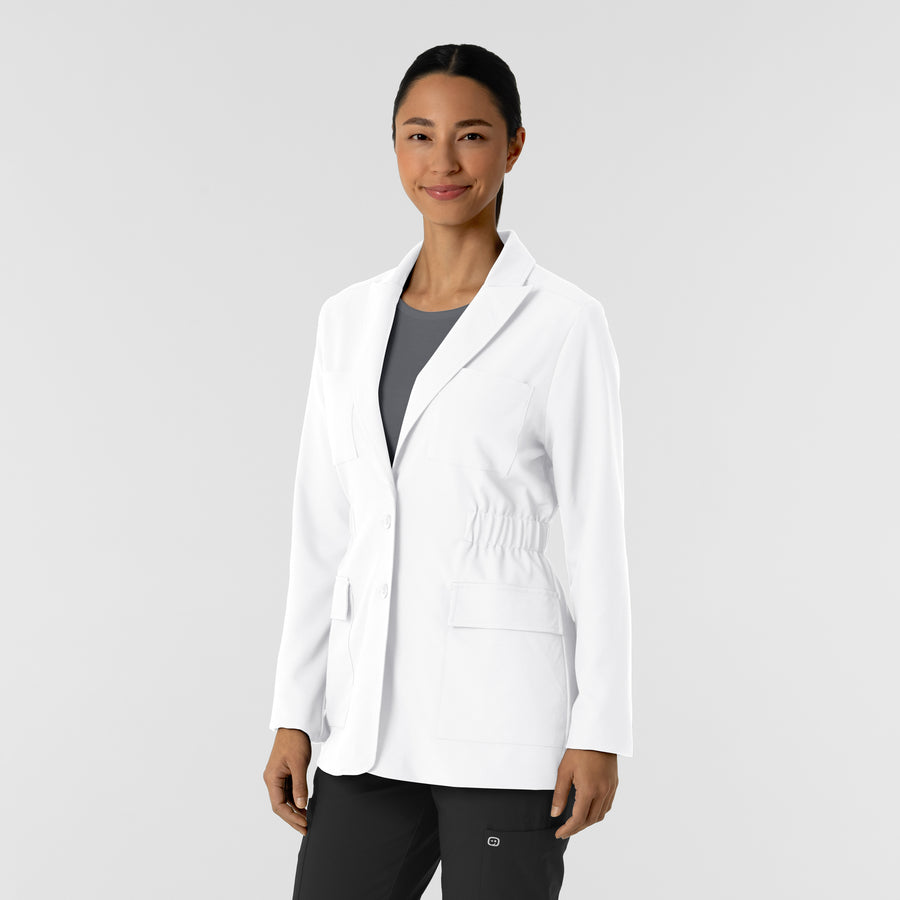 Layers Women's Blazer Short Lab Coat White side view