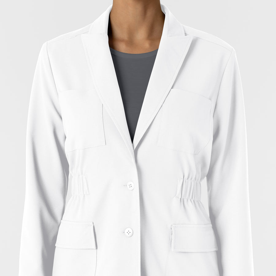 Layers Women's Blazer Short Lab Coat White front detail