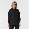 NURTUR Women’s Scrub Shirt Jacket - Black buttoned up