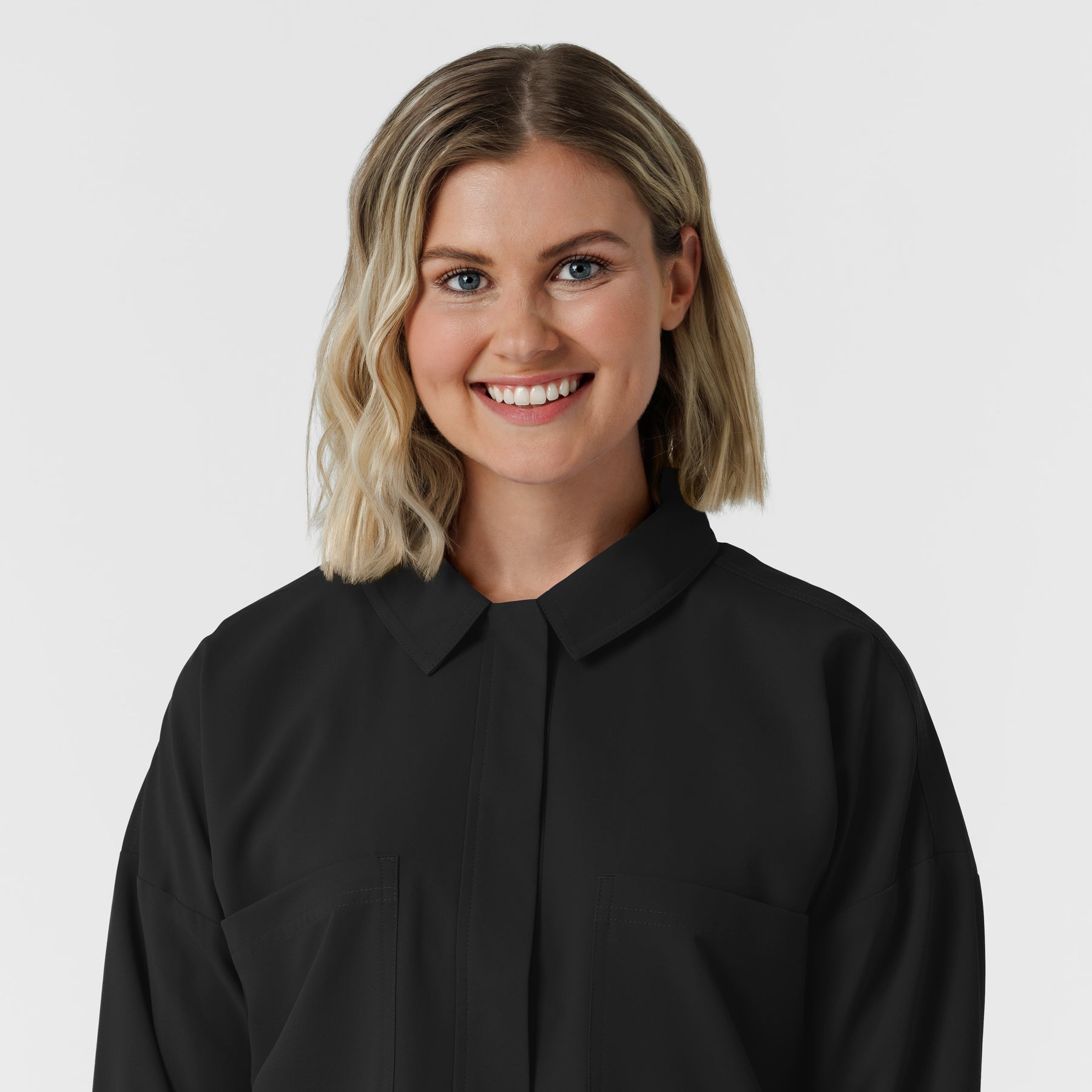 NURTUR Women’s Scrub Shirt Jacket - Black collar