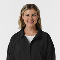 NURTUR Women’s Scrub Shirt Jacket - Black neckline