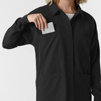 NURTUR Women’s Scrub Shirt Jacket - Black chest pocket
