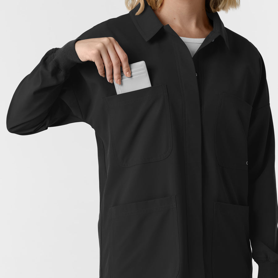 NURTUR Women’s Scrub Shirt Jacket - Black chest pocket